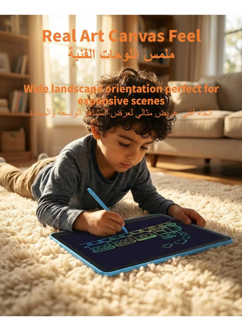 تابلت كتابة LCD مقاس 11 بوصة للأطفال والطلاب - لوحة رسم للاطفال بشاشة ملونة كبيرة - لوحة خربشة لحماية العين للأطفال الصغار - كراسة رسم إلكترونية قابلة للمسح، لعبة سفر مقاومة للماء ومحمولة (مثالية للمنزل والمدرسة والمكتب) - أزرق وأبيض